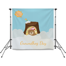 Greeting Card To Groundhog Day. Beginning Spring. Vector Backdrops 99283536