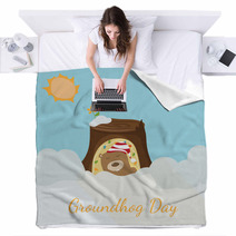 Greeting Card To Groundhog Day. Beginning Spring. Vector Blankets 99283536