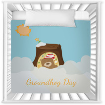 Greeting Card To Groundhog Day. Beginning Spring. Vector Nursery Decor 99283536