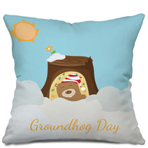 Greeting Card To Groundhog Day. Beginning Spring. Vector Pillows 99283536