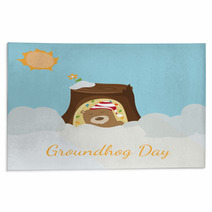 Greeting Card To Groundhog Day. Beginning Spring. Vector Rugs 99283536