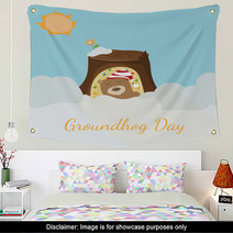 Greeting Card To Groundhog Day. Beginning Spring. Vector Wall Art 99283536