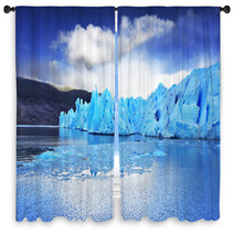 Grey Glacier Moves Down The Water Window Curtains 53340493