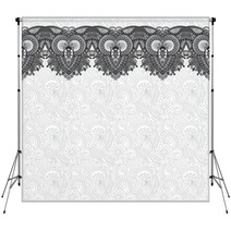 Grey Ornamental Background With Flower Ribbon, Stripe Pattern Backdrops 71258713