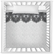 Grey Ornamental Background With Flower Ribbon, Stripe Pattern Nursery Decor 71258713