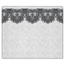 Grey Ornamental Background With Flower Ribbon, Stripe Pattern Rugs 71258713