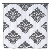Grey Seamless Floral Pattern Bath Decor 63221095