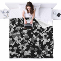 Grey Tone Camouflage Background Blankets 104180857