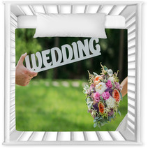 Groom And Bride Hands With Word Wedding And Beautifull Wedding B Nursery Decor 87649027