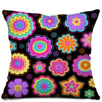 Groovy Flower Power Doodles Psychedelic Design Elements Pillows 41164797