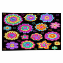 Groovy Flower Power Doodles Psychedelic Design Elements Rugs 41164797