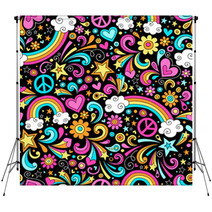 Groovy Rainbows Psychedelic Doodle Seamless Vector Pattern Backdrops 44806095