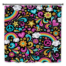 Groovy Rainbows Psychedelic Doodle Seamless Vector Pattern Bath Decor 44806095