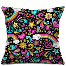 Groovy Rainbows Psychedelic Doodle Seamless Vector Pattern Pillows 44806095