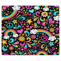 Groovy Rainbows Psychedelic Doodle Seamless Vector Pattern Rugs 44806095