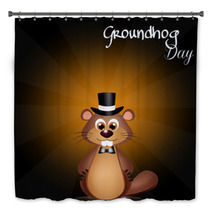 Groundhog Day Cute Ground Hog Cartoon Bath Decor 73917166