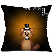 Groundhog Day Cute Ground Hog Cartoon Pillows 73917166