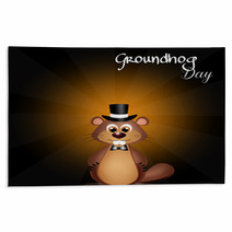 Groundhog Day Cute Ground Hog Cartoon Rugs 73917166