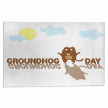 Groundhog Day. Funny Animal Hand Drawn In Cartoon Style Isolated On White Background. Vector Illustration Rugs 100069757