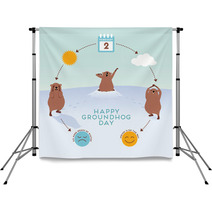 Groundhog Day Infographic With Cute Groundhogs Backdrops 99216097