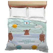 Groundhog Day Infographic With Cute Groundhogs Bedding 99216097