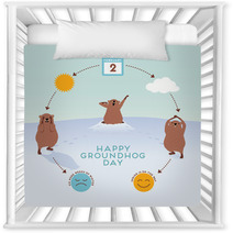 Groundhog Day Infographic With Cute Groundhogs Nursery Decor 99216097