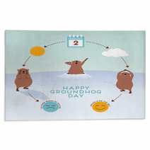 Groundhog Day Infographic With Cute Groundhogs Rugs 99216097