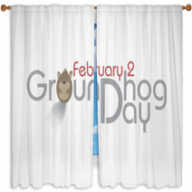 Groundhog Day, Text. Window Curtains 60568677