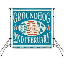 Groundhog Day Vintage Match Label Backdrops 100977304