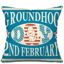 Groundhog Day Vintage Match Label Pillows 100977304