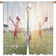 Group Of Cheerleaders In The Field Window Curtains 63268723