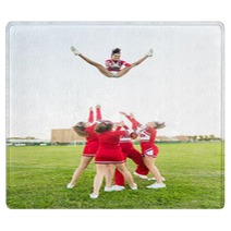 Group Of Cheerleaders Performing Stunts Rugs 60003568