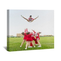 Group Of Cheerleaders Performing Stunts Wall Art 60003568
