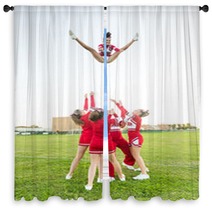 Group Of Cheerleaders Performing Stunts Window Curtains 60003568