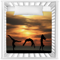Group Of Gymnasts Tumbling In Sunset Nursery Decor 48042586