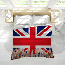 Group Of Multi Ethnic Arms Outstretched With British Flag Bedding 65832912