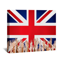 Group Of Multi Ethnic Arms Outstretched With British Flag Wall Art 65832912
