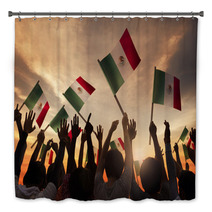 Group Of People Holding National Flags Of Mexico Bath Decor 66689006