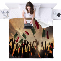 Group Of People Holding National Flags Of Mexico Blankets 66689006