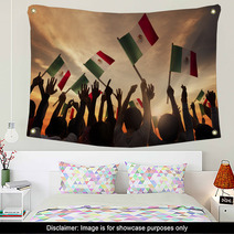 Group Of People Holding National Flags Of Mexico Wall Art 66689006