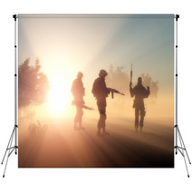 Group Of Soldiers In The Fog Backdrops 117812453
