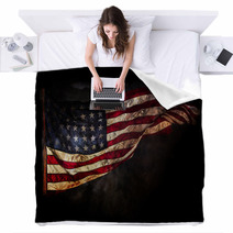 Grunge American Flag Blankets 85253904