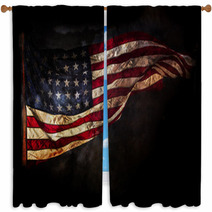 Grunge American Flag Window Curtains 85253904