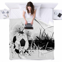 Grunge Background With Soccer Ball Blankets 40692630