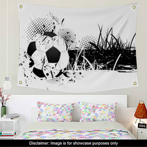 Grunge Background With Soccer Ball Wall Art 40692630