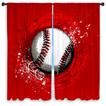 Grunge Baseball Vector Window Curtains 8975783