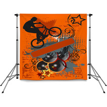 Grunge Bike Jump And Music - Grunge Vector Illustration Backdrops 33939614