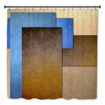 Grunge Blue And Brown Abstract Textured Rectangle Bath Decor 92991840