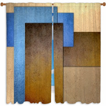 Grunge Blue And Brown Abstract Textured Rectangle Window Curtains 92991840