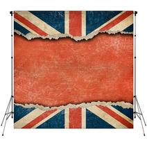 Grunge British Flag On Ripped Paper With Big Empty Space Backdrops 52131038